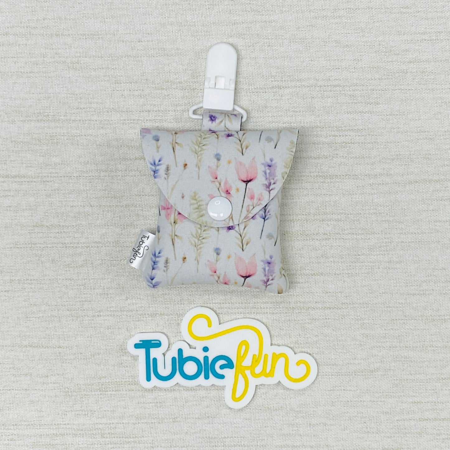 Neoprene Tubing Pouch - Pale Flowers