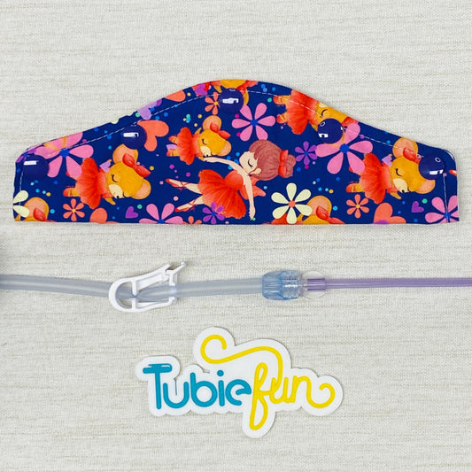 Large Feeding Tube Connection Cover - Ballerinas on Purple