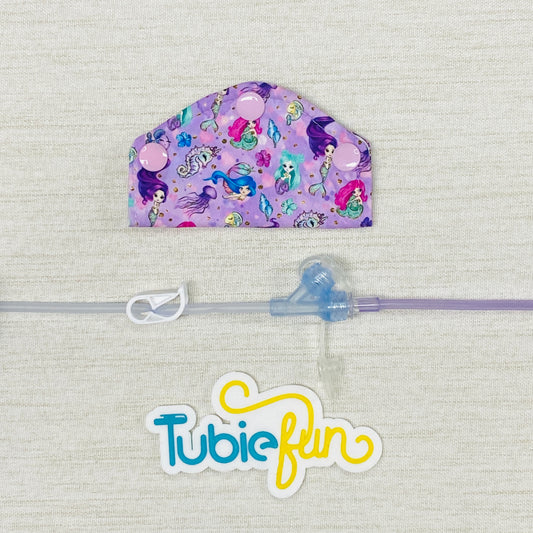 Feeding Tube Mini Connection Cover - Mermaids on Purple