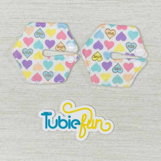 Hexagon G-Tube Button Pad Cover - Heart Words