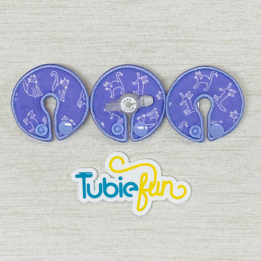 G-Tube Button Pad Cover - Cats on Purple