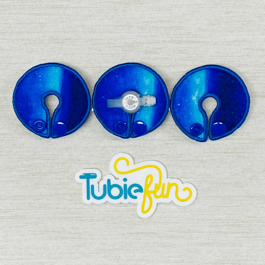 G-Tube Button Pad Cover - Galaxy on Blue