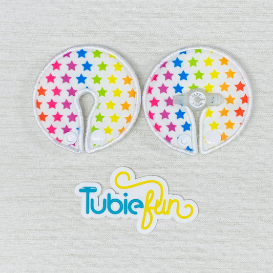 Button Pad Cover Large - Coloured Stars on White