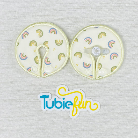 Button Pad Cover Large - Rainbows on Cream