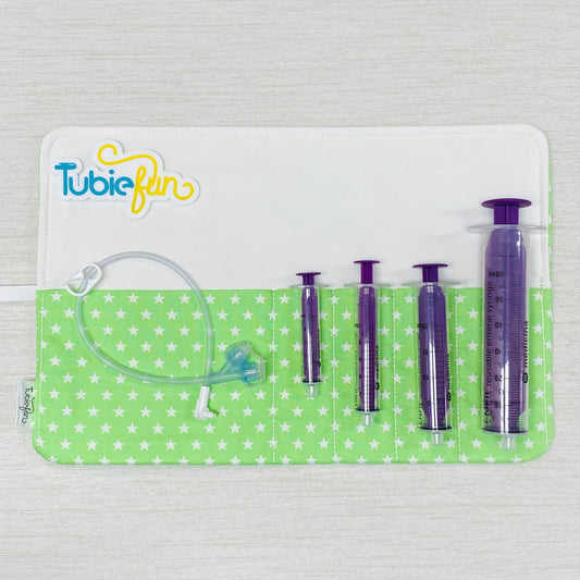 Syringe Roll - White Stars on Green