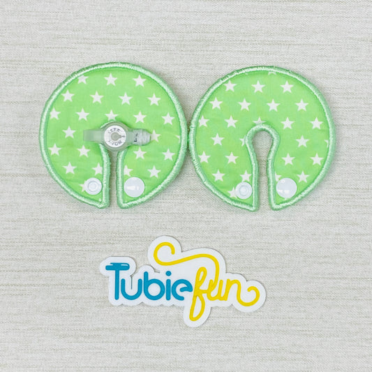 Button Pad Cover Large - White Stars on Green