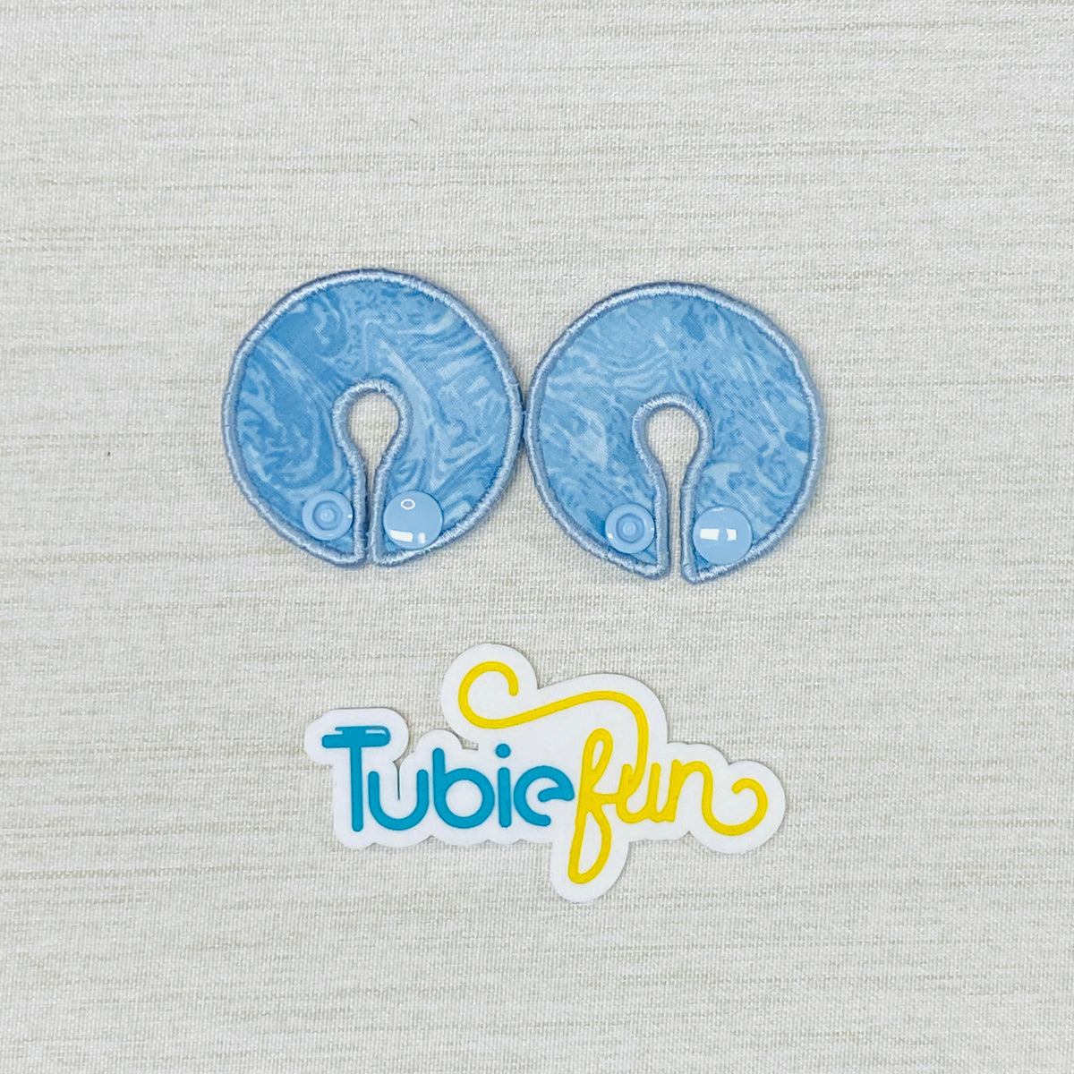 G-Tube Button Pad Cover - Blue Swirls – Tubie Fun