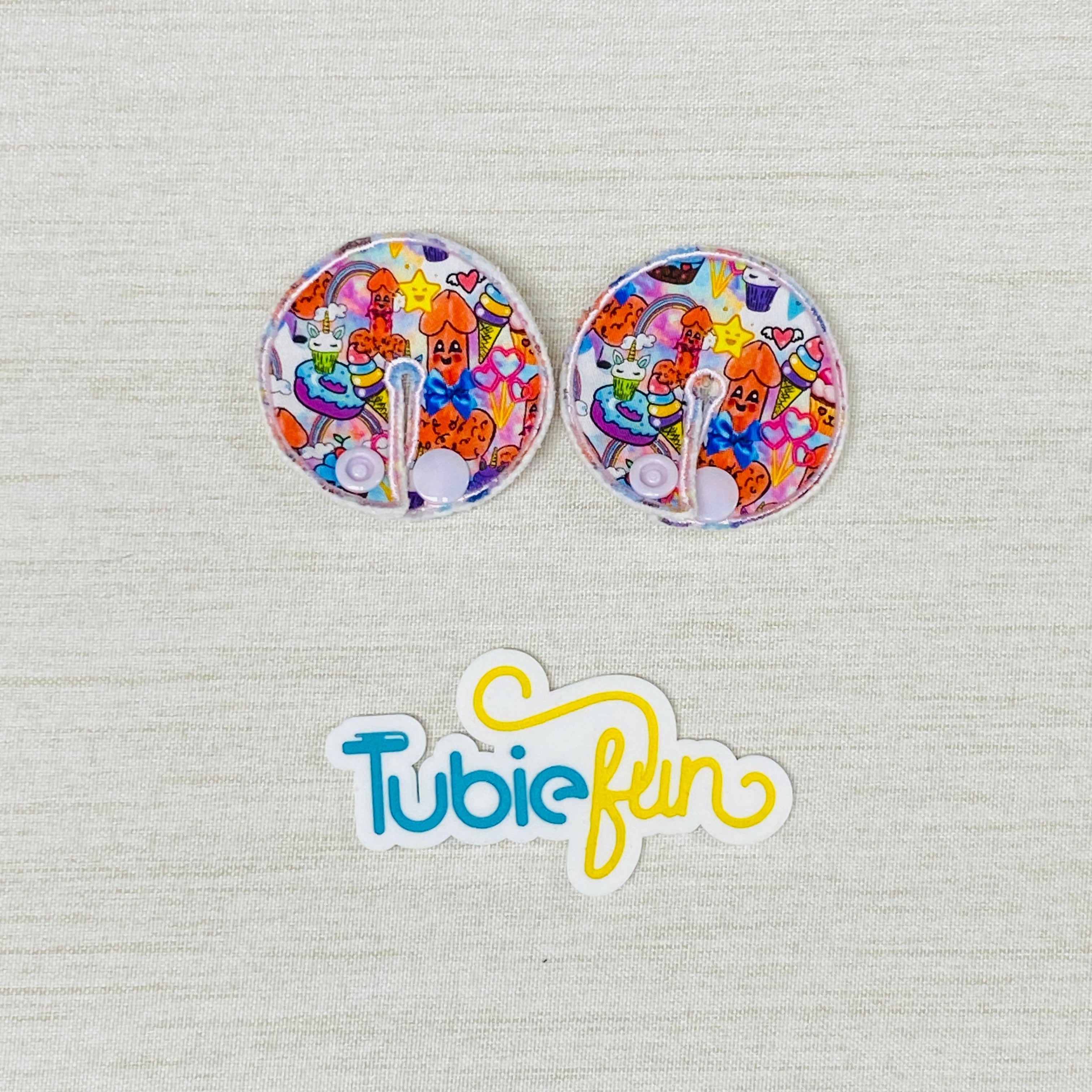Chait Button Pad Covers - Rainbow Party – Tubie Fun