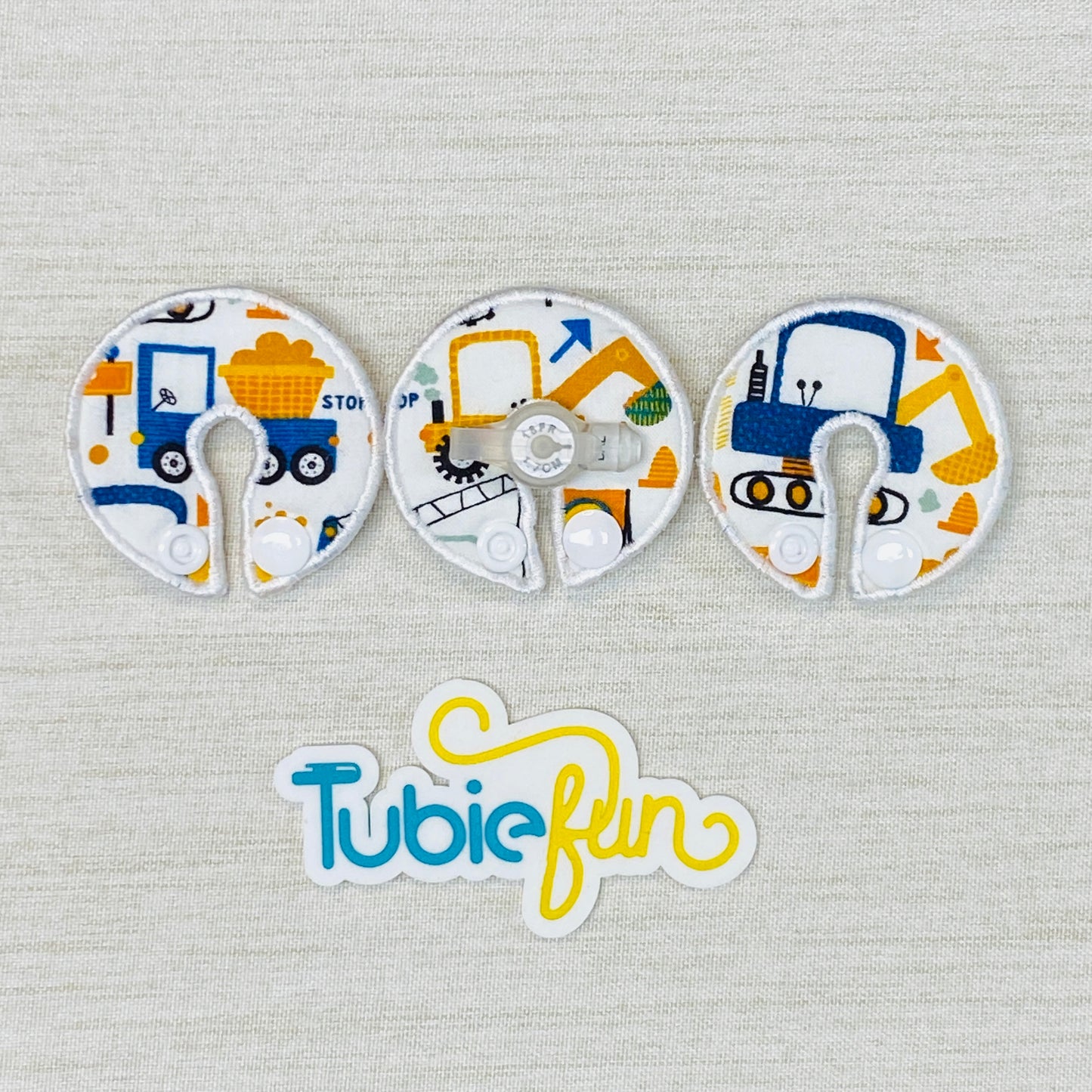 G-Tube Button Pad Cover - Diggers on White