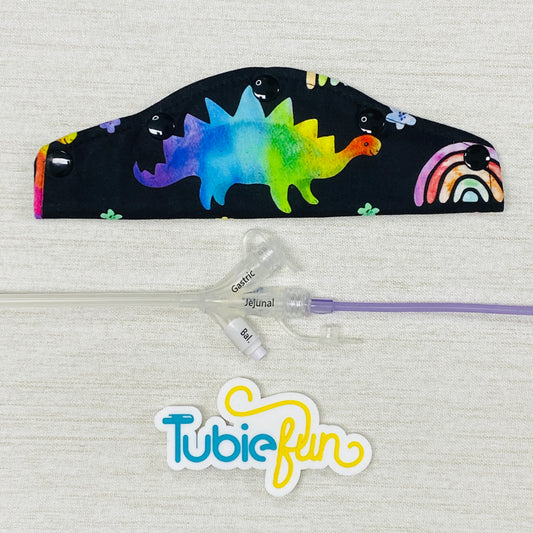 Large Feeding Tube Connection Cover - Rainbow Dinosaurs
