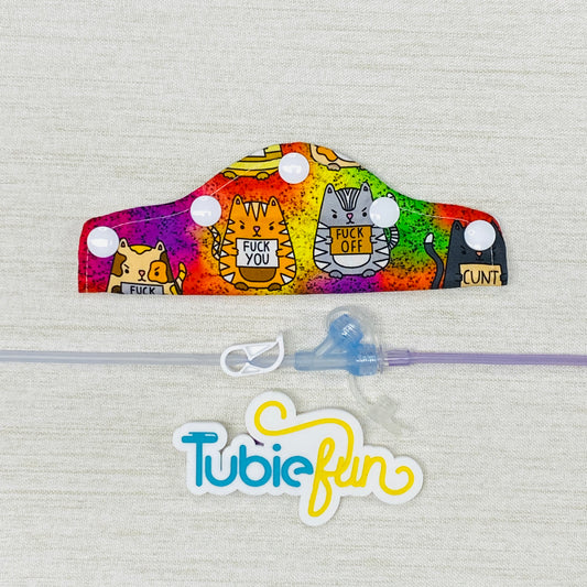 Feeding Tube Connection Cover -  Angry Cats