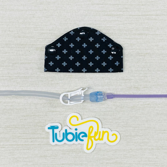 Feeding Tube Mini Connection Cover - Grey Arrows on Black