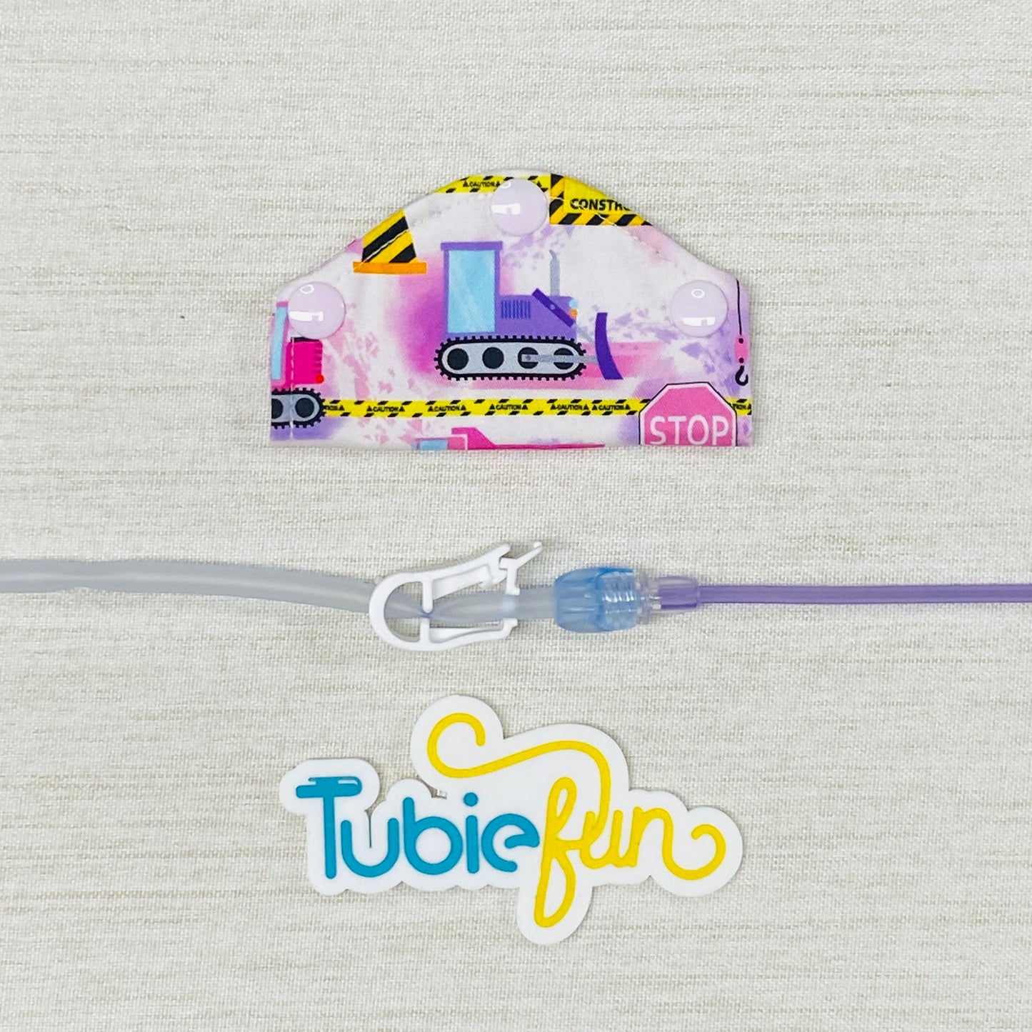 Feeding Tube Mini Connection Cover - Construction on Purple