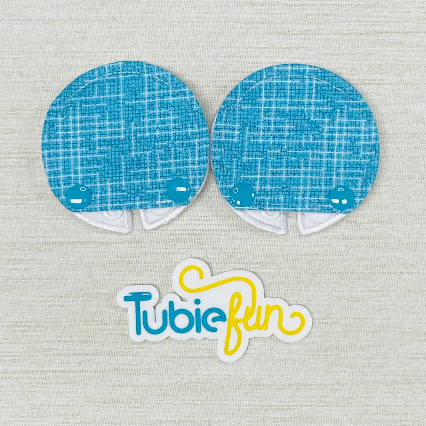 Covered Button Pad - Blue Patterned