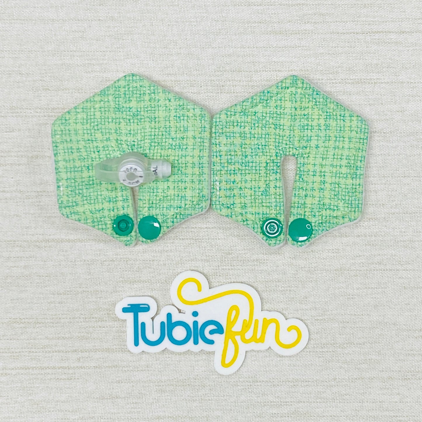 Hexagon G-Tube Button Pad Cover - Green Patterned