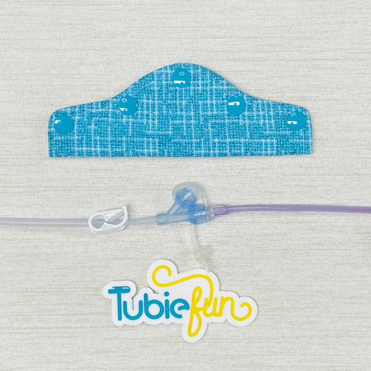 Feeding Tube Connection Cover - Blue Patterned