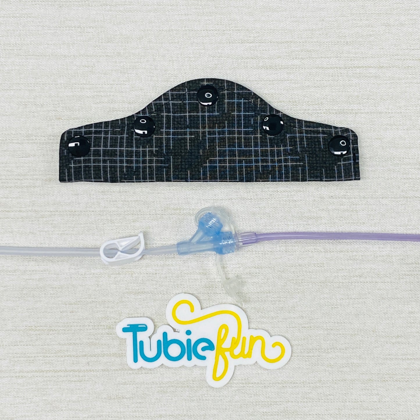 Feeding Tube Connection Cover - Black Patterned