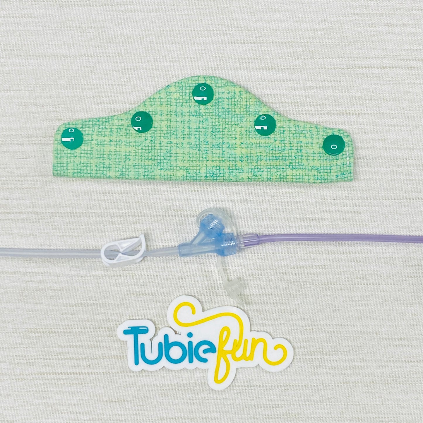 Feeding Tube Connection Cover - Green Patterned