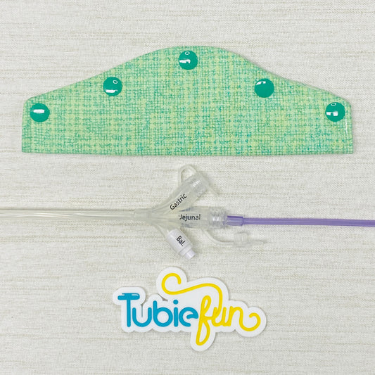 Large Feeding Tube Connection Cover - Green Patterned