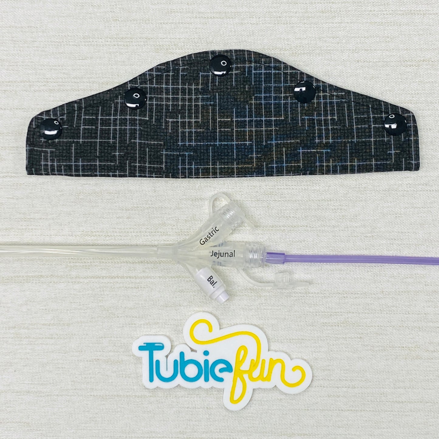 Large Feeding Tube Connection Cover - Black Patterned