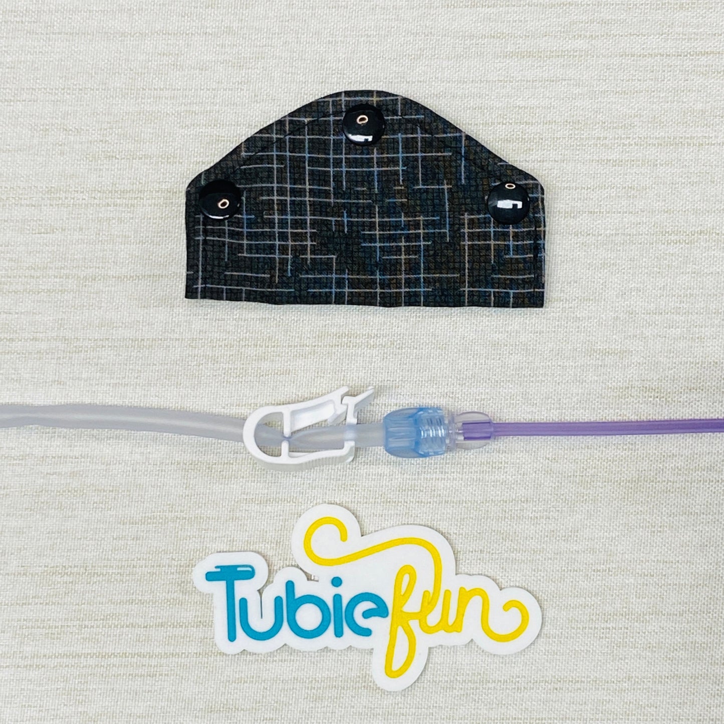 Feeding Tube Mini Connection Cover - Black Patterned