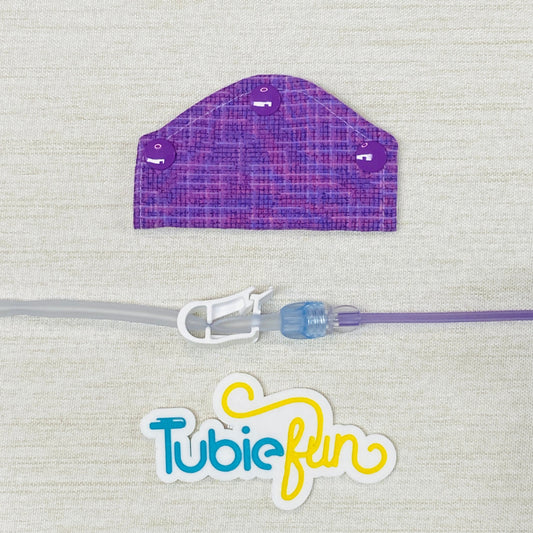 Feeding Tube Mini Connection Cover - Purple Patterned