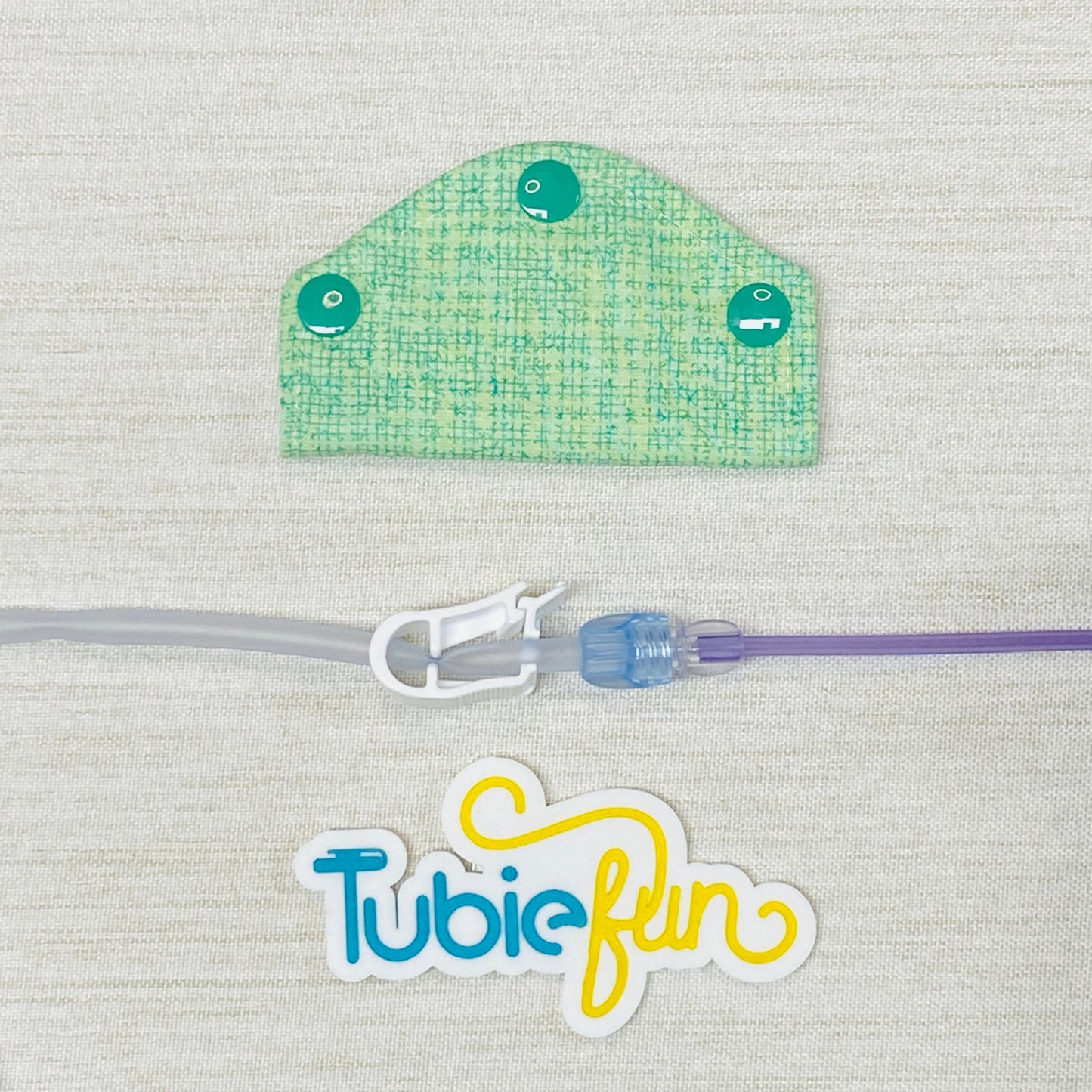 Feeding Tube Mini Connection Cover - Green Patterned