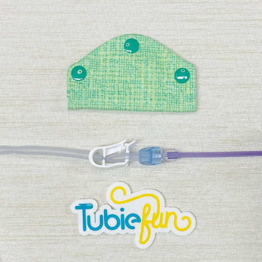 Feeding Tube Mini Connection Cover - Green Patterned