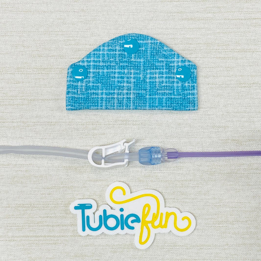 Feeding Tube Mini Connection Cover - Blue Patterned