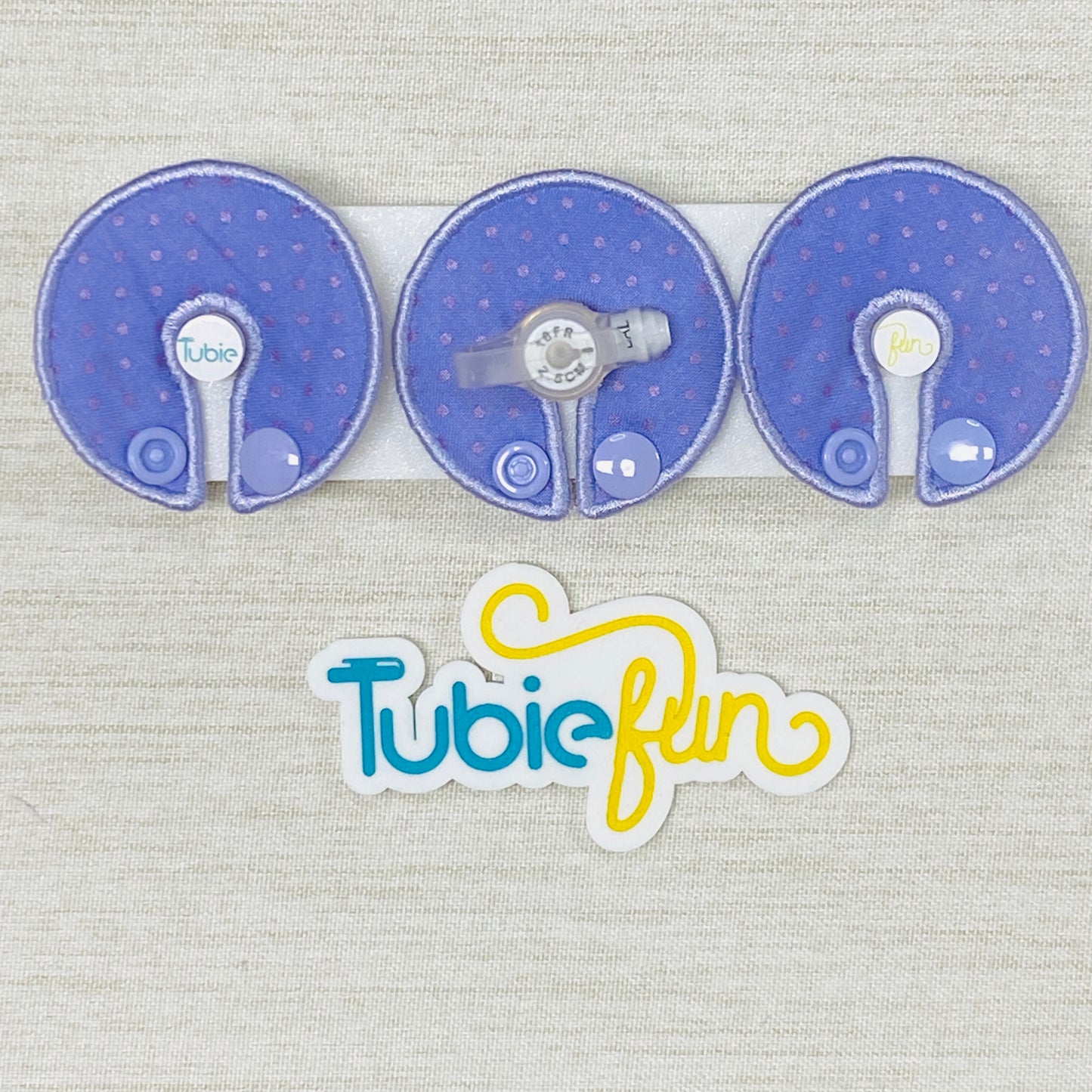 G-Tube Button Pad Cover - Dots on Purple