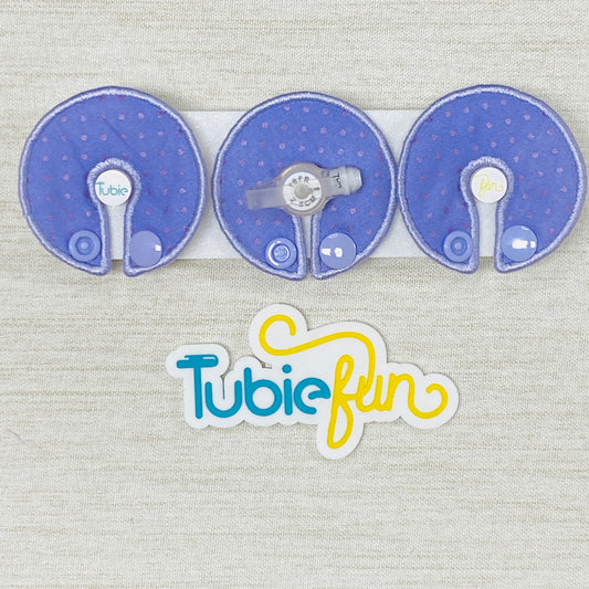 G-Tube Button Pad Cover - Dots on Purple