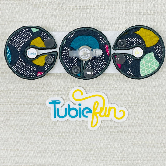 G-Tube Button Pad Cover - Abstract on Grey