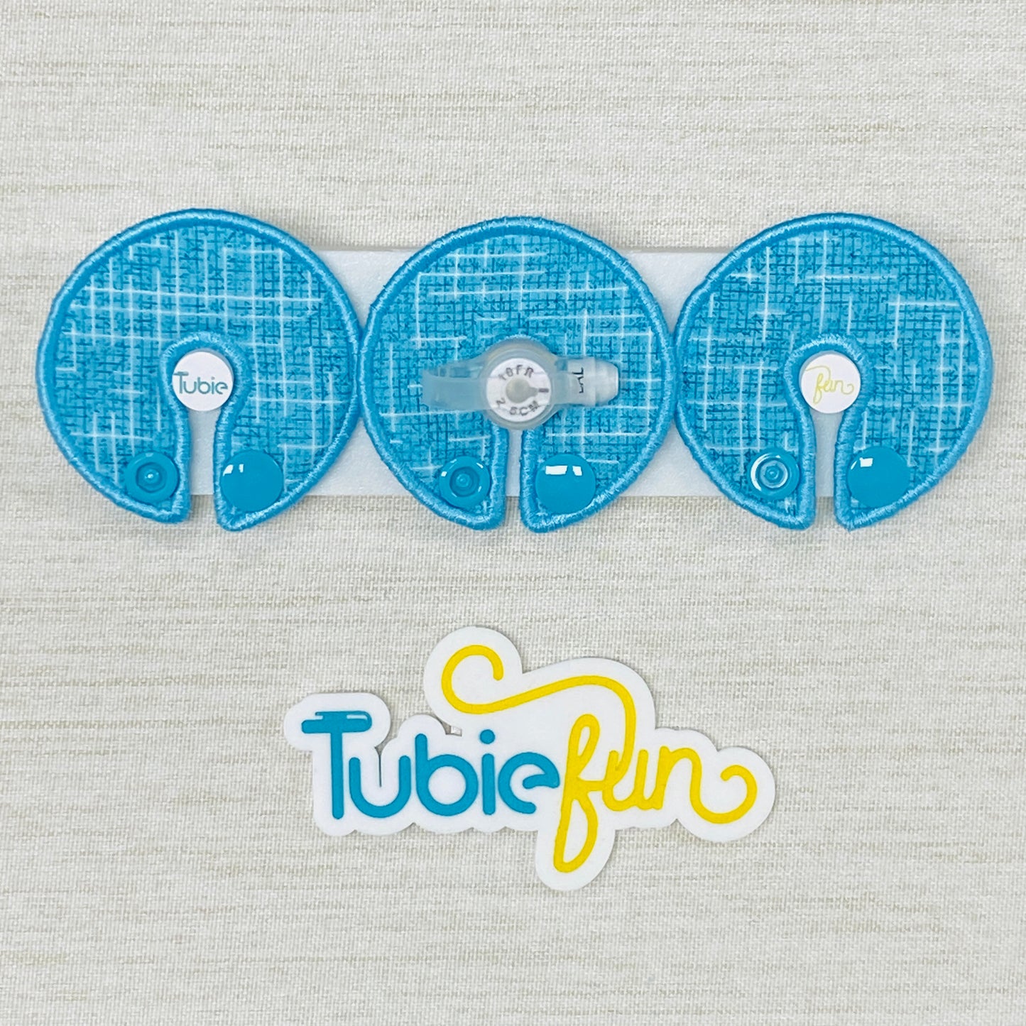G-Tube Button Pad Cover - Blue Patterned
