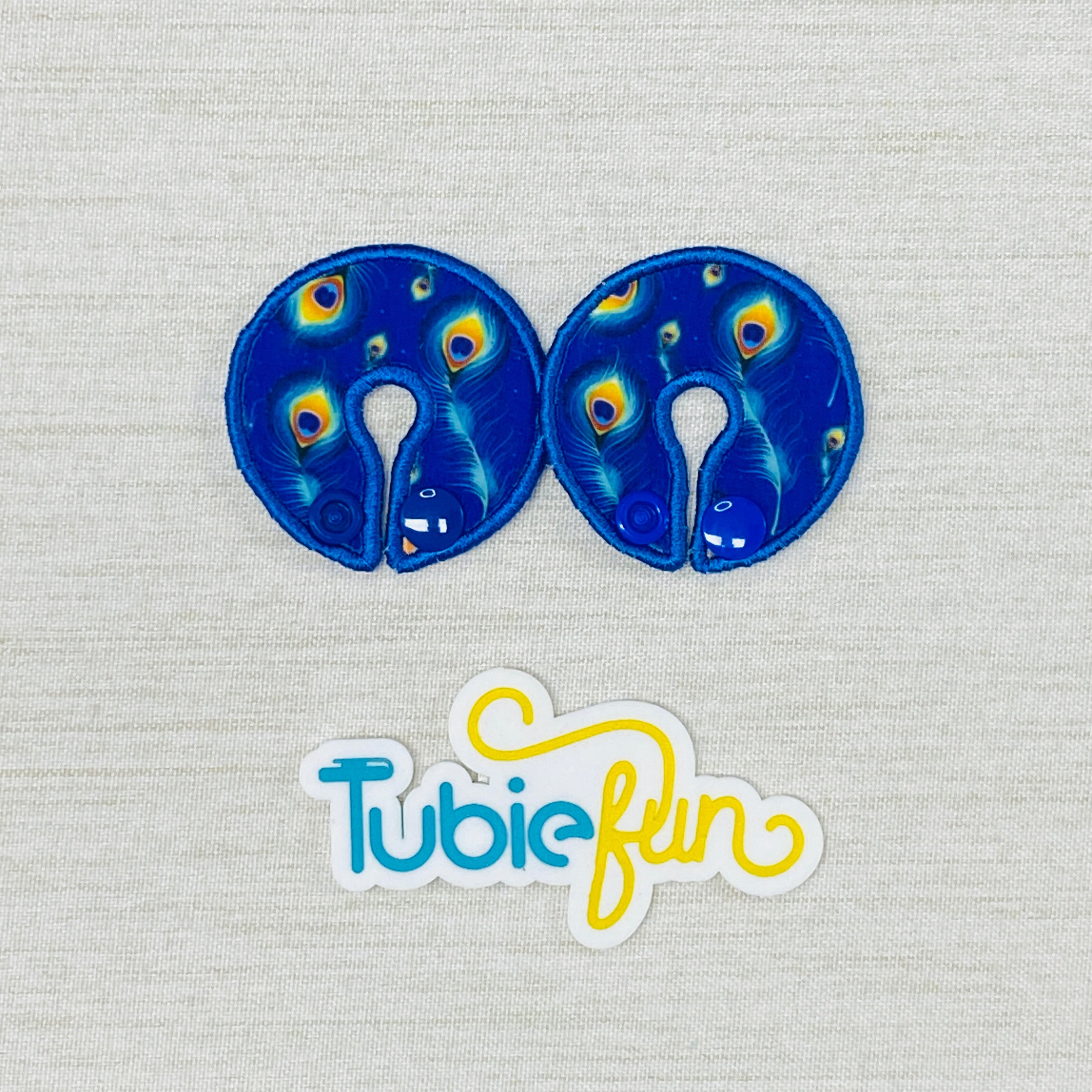 G-Tube Button Pad Cover - Peacocks Feathers – Tubie Fun