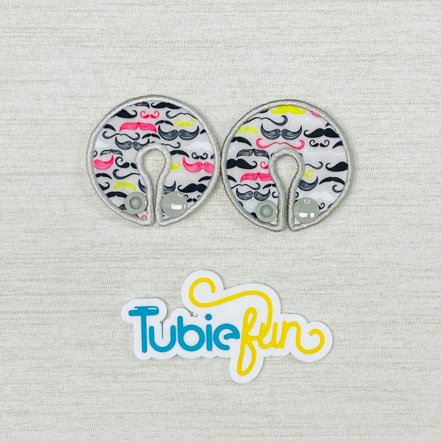 G-Tube Button Pad Cover - Moustaches