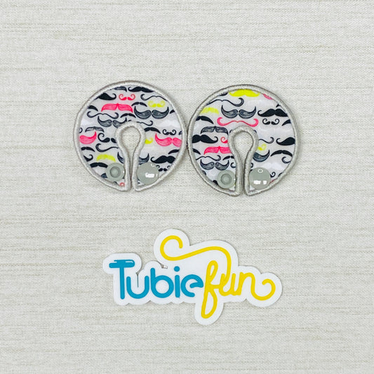 G-Tube Button Pad Cover - Moustaches