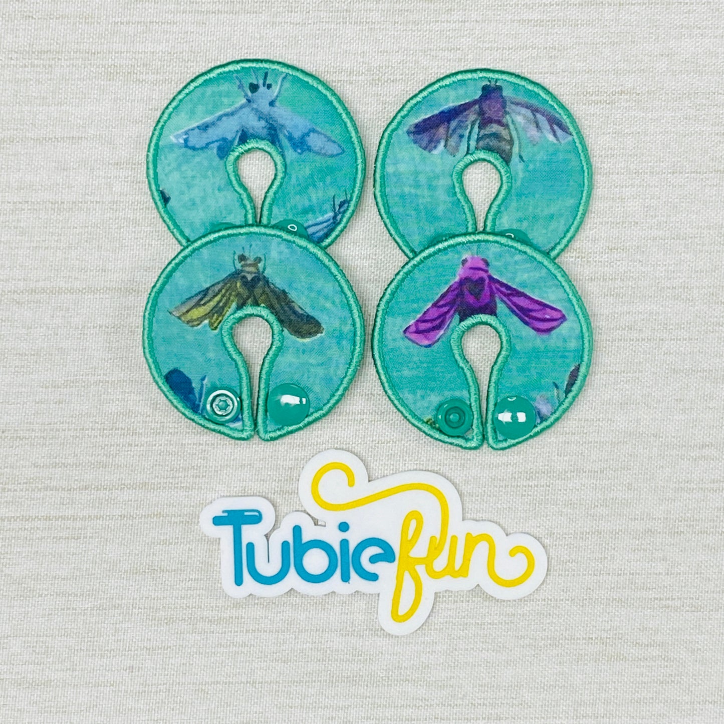 G-Tube Button Pad Cover - Moths on Green