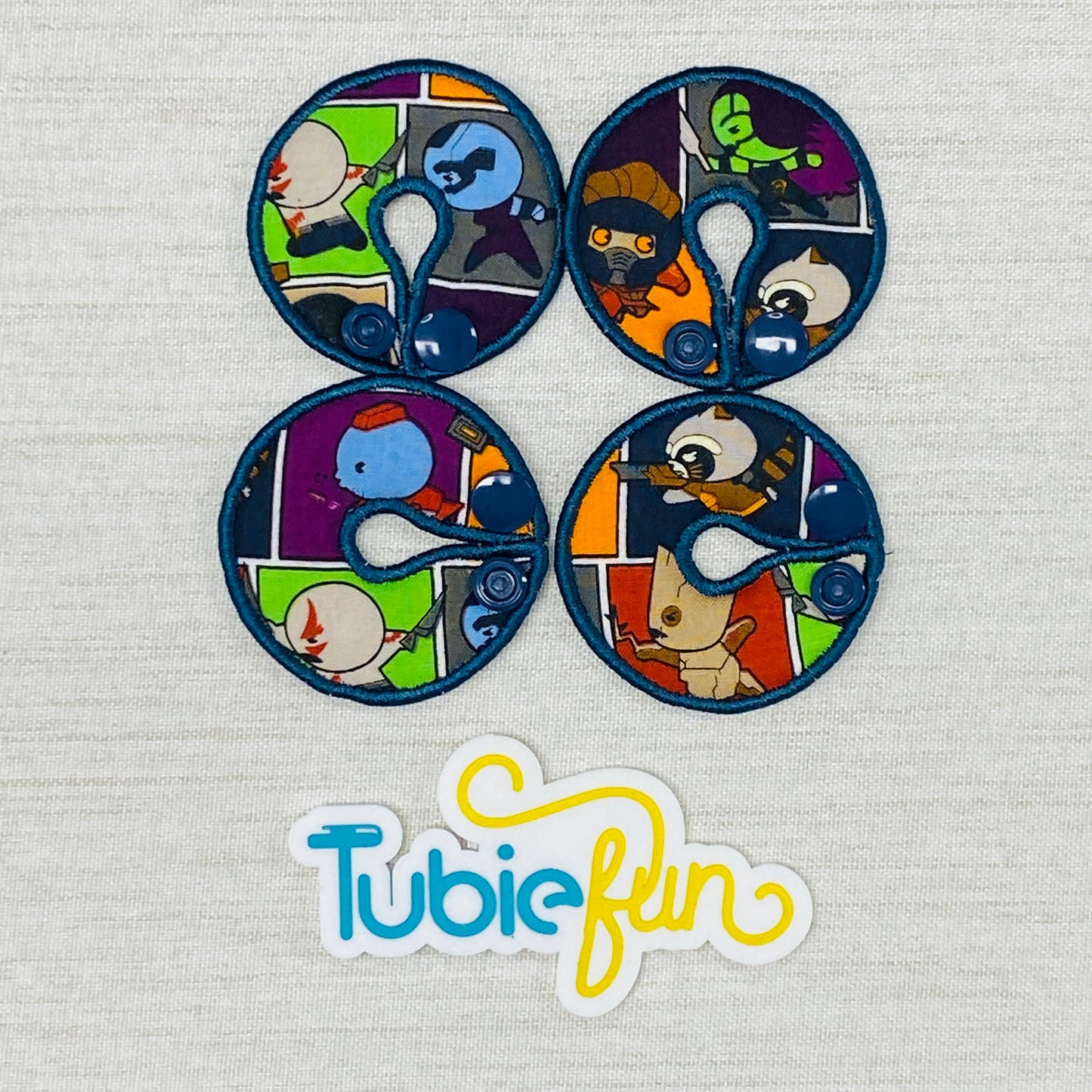G-Tube Button Pad Cover - Super Hero Cartoon Panels