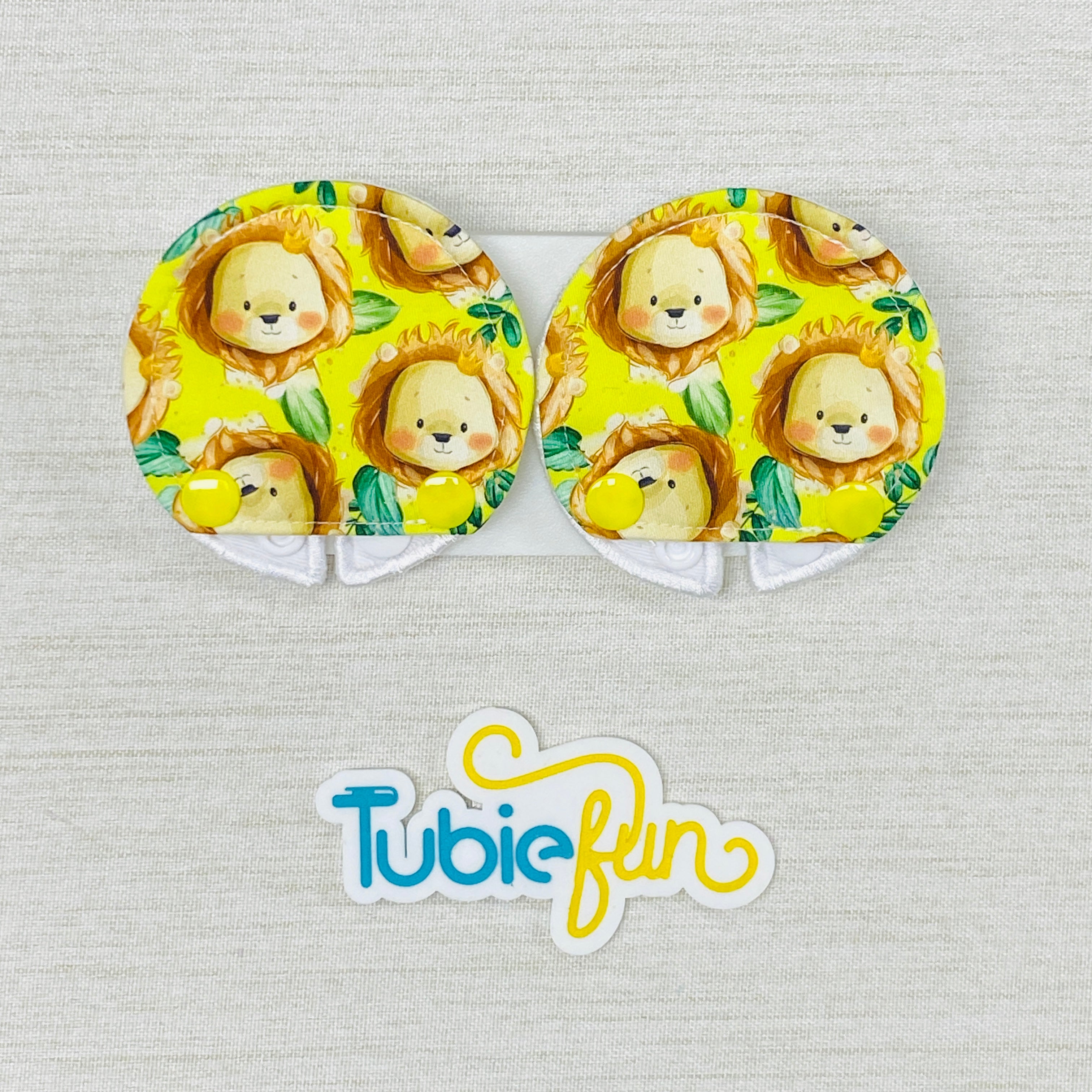 Covered Button Pad - Lions on Yellow – Tubie Fun
