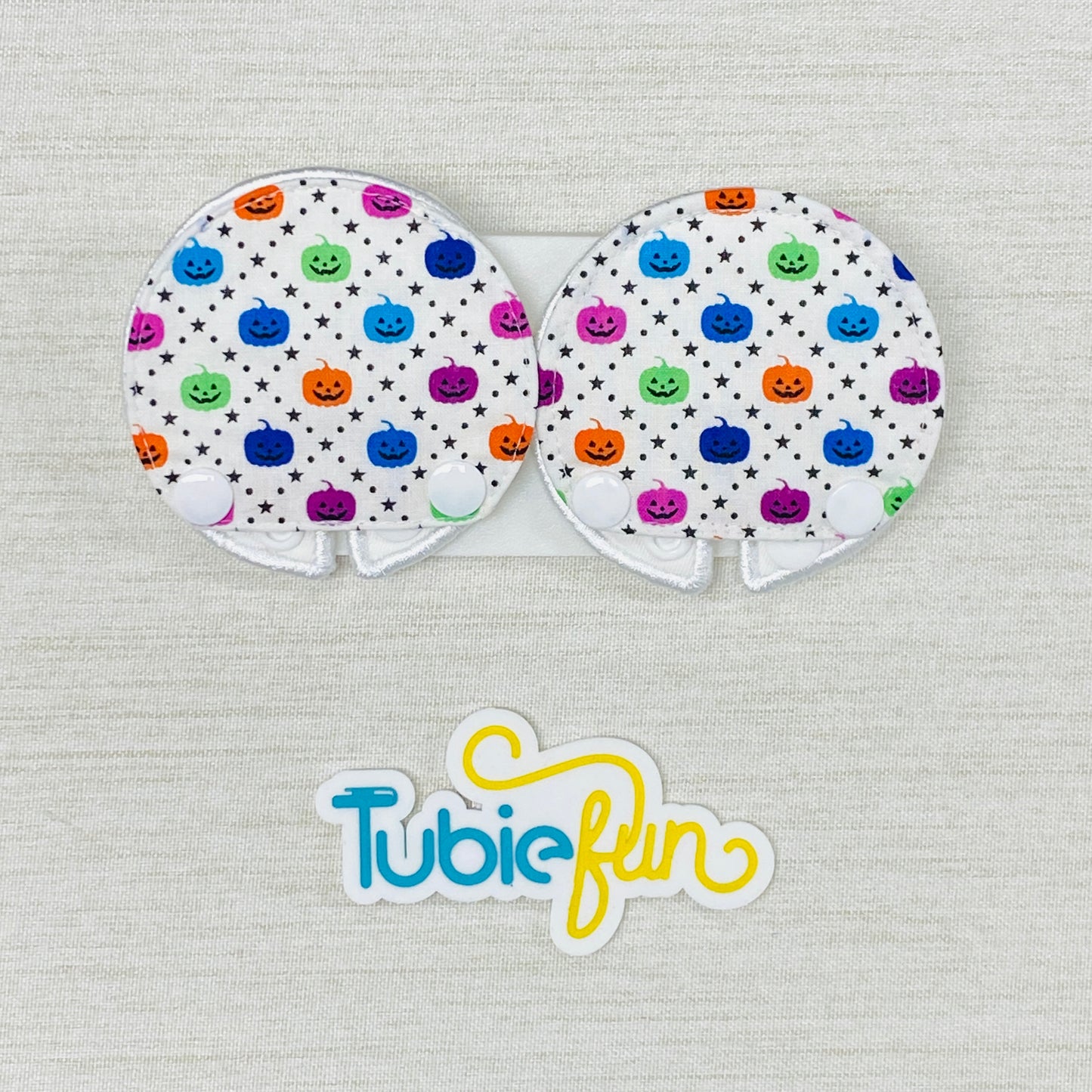 Covered Button Pad - Colourful Pumpkins