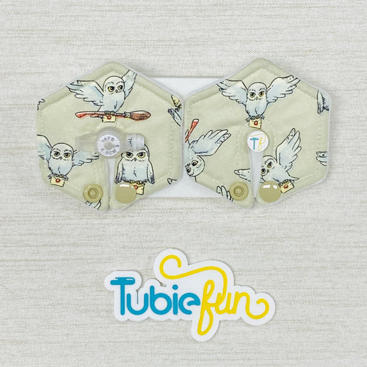 Hexagon G-Tube Button Pad Cover - Wizard Owl