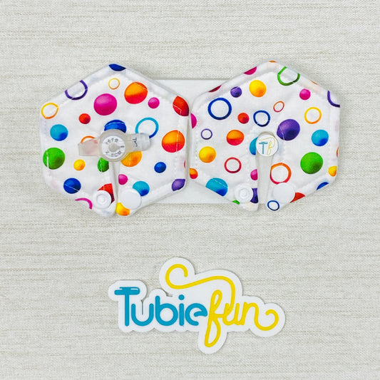 Hexagon G-Tube Button Pad Cover - Coloured Circles