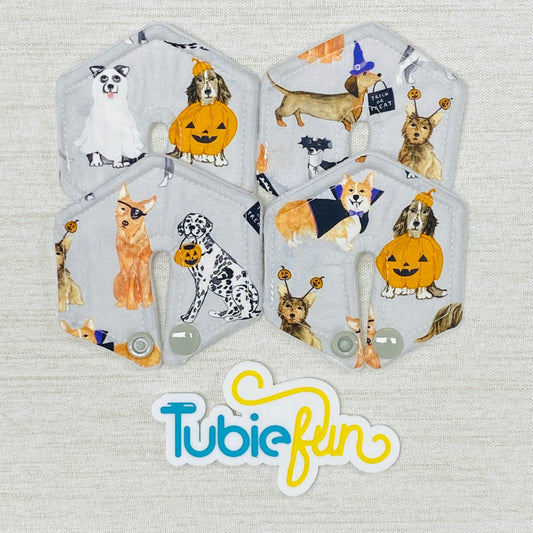 Hexagon G-Tube Button Pad Cover - Halloween Dogs