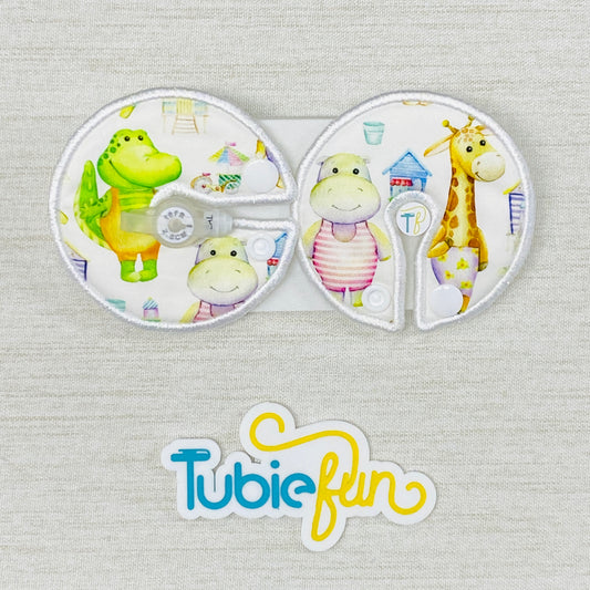 Button Pad Cover Large - Smiling Animals on White