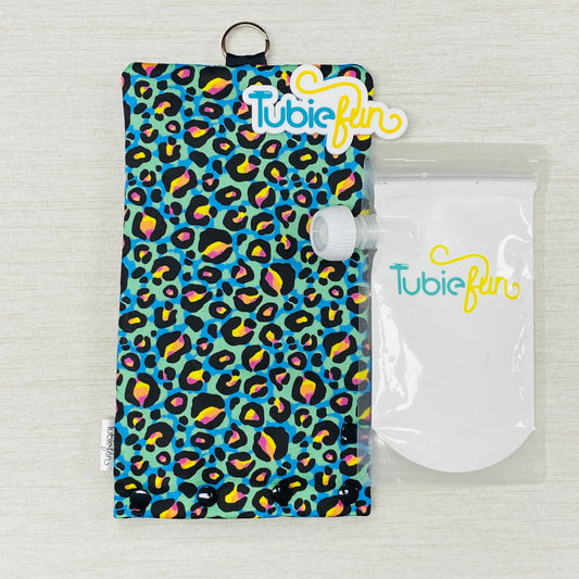 Insulated Milk Bag Suitable for Reusable Pouches - Kasey Rainbow Neon Leopard