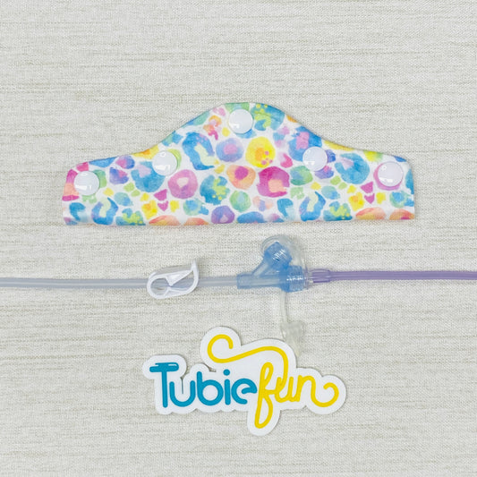 Feeding Tube Connection Cover - Kasey Rainbow Pastel Leopard