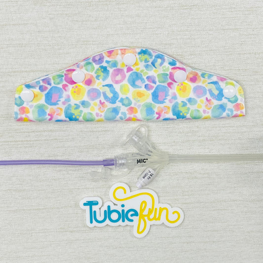 Large Feeding Tube Connection Cover - Kasey Rainbow Pastel Leopard