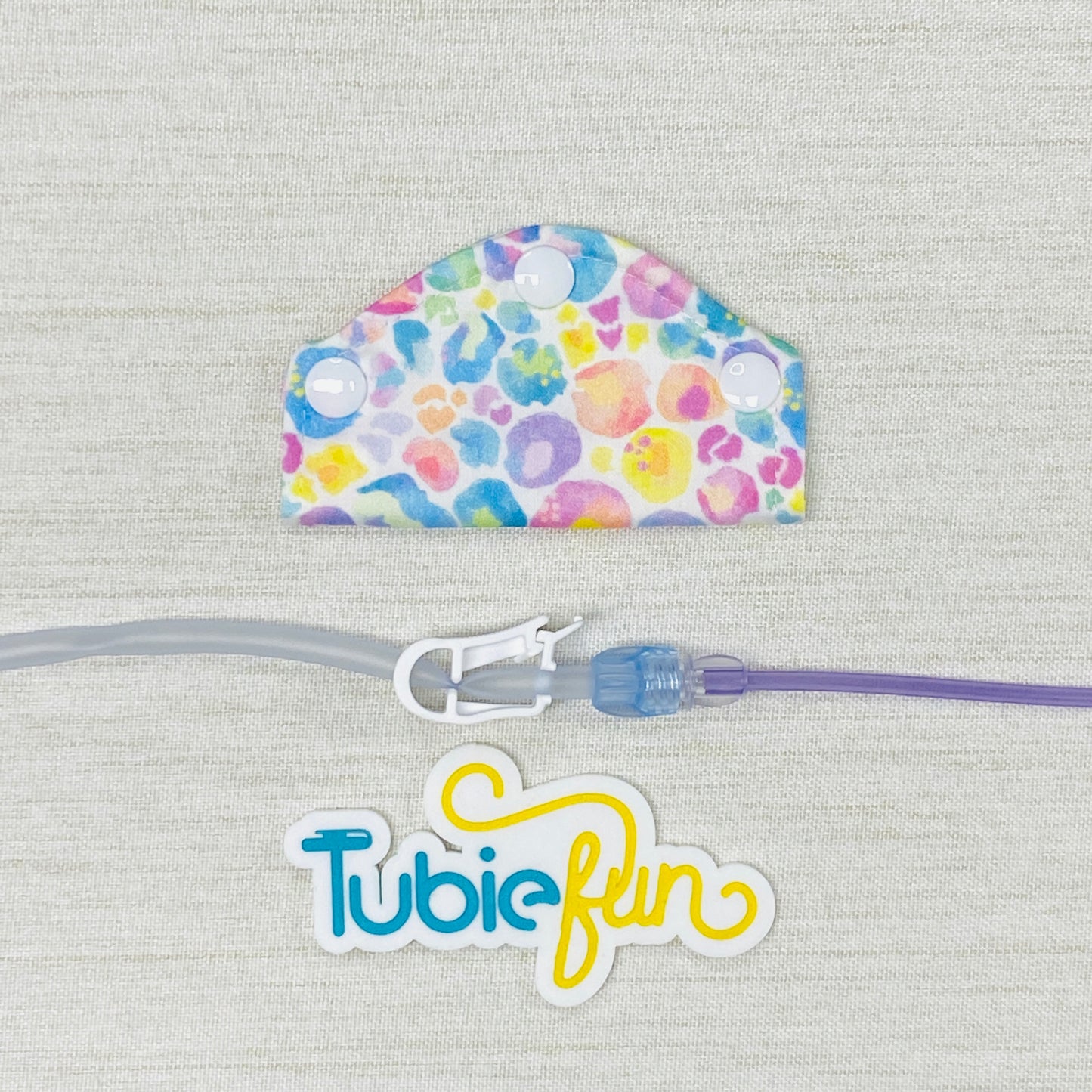 Feeding Tube Mini Connection Cover - Kasey Rainbow Pastel Leopard