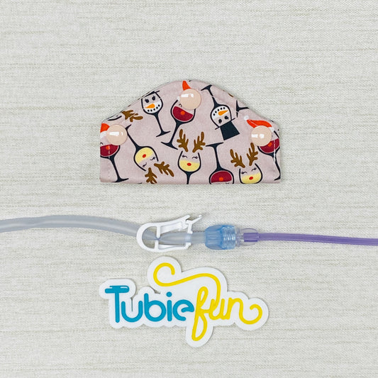 Feeding Tube Mini Connection Cover - Christmas Glasses