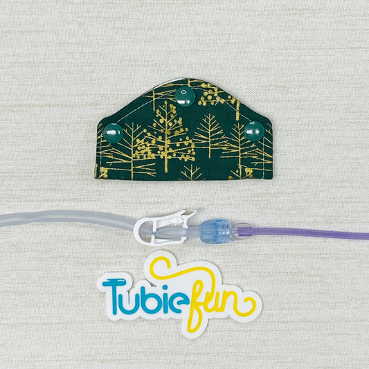Feeding Tube Mini Connection Cover - Gold Trees